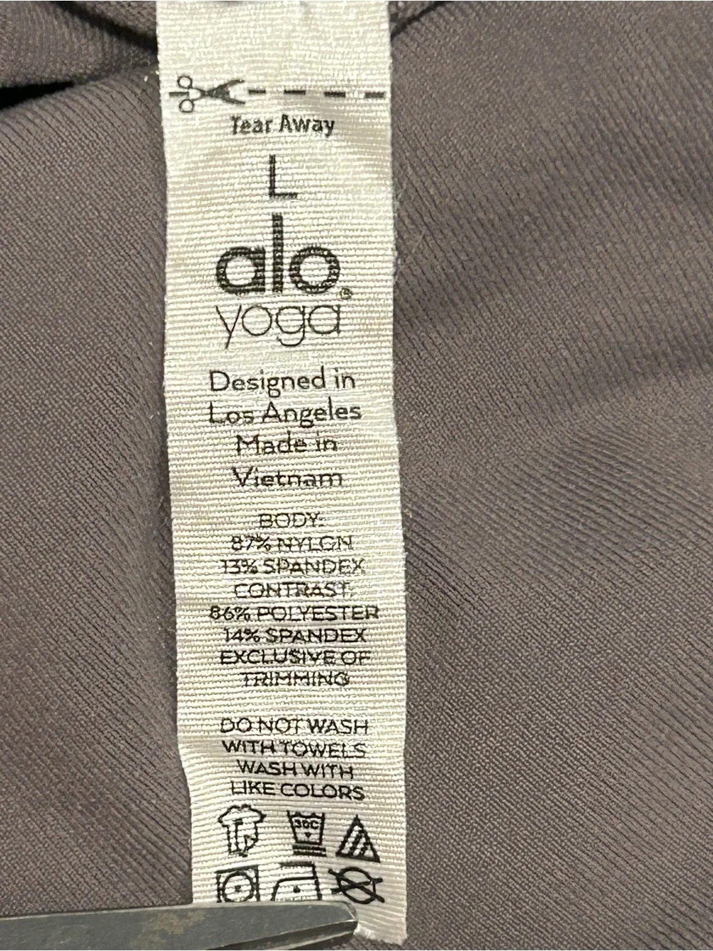 ALO Yoga Moto Leggings Grey Ribbed High Waisted Stretch Athleisure Gym Large